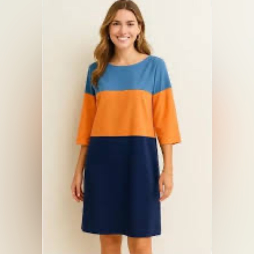 Cremieux Colorblock Blue and Orange Dress. Size-2